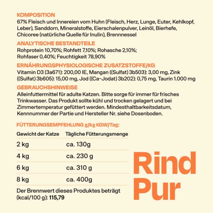 Monoprotein Rind Pur 6x200g Nassfutter